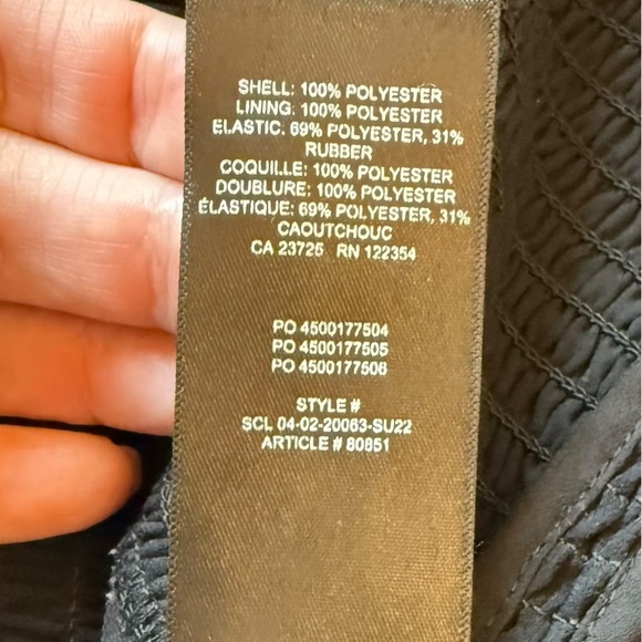 Wilfred Wistful Blouse Black Sheer Long Sleeves Smocked Surplice Size Medium EUC - Picture 4 of 10